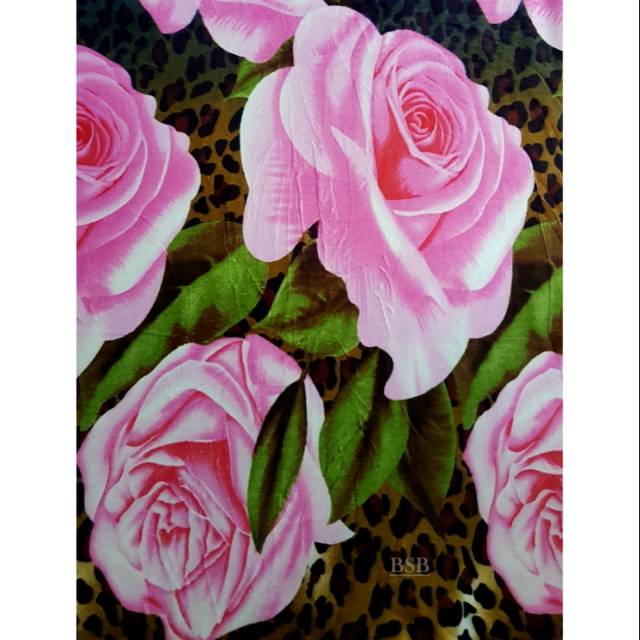 Selimut bulu karakter dewasa motif bunga pink
