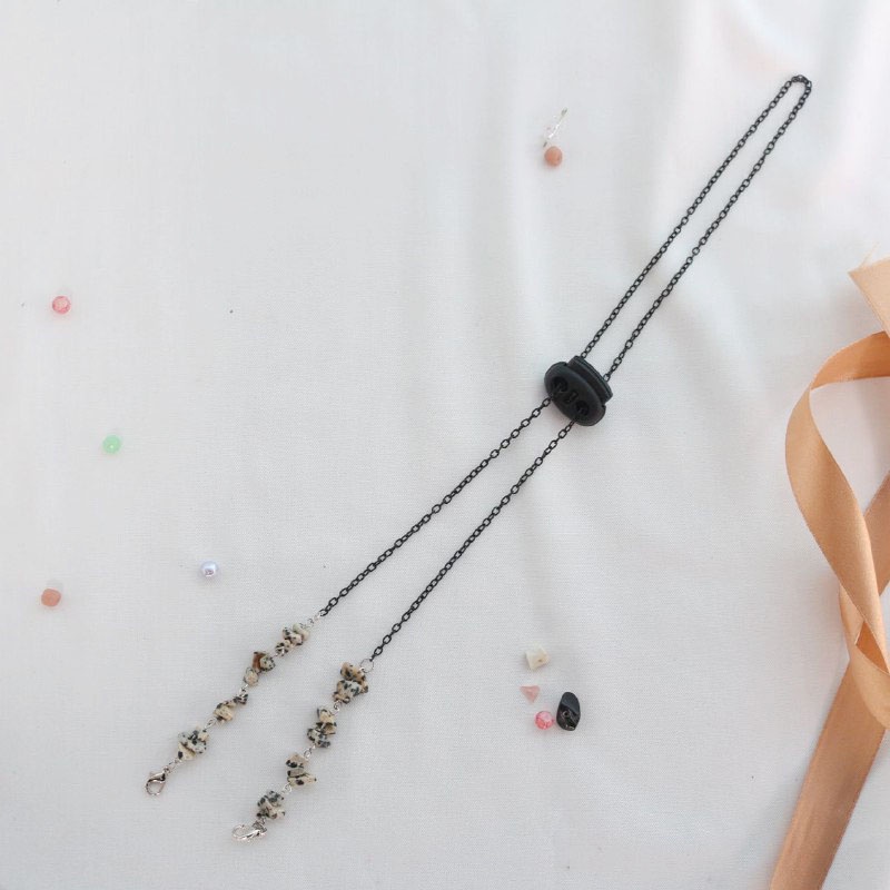 Strap Konektor Rantai Dalmatian 2in1 by Pagi Strap Masker Hijab Serut Stopper Transparan Tali Kalung