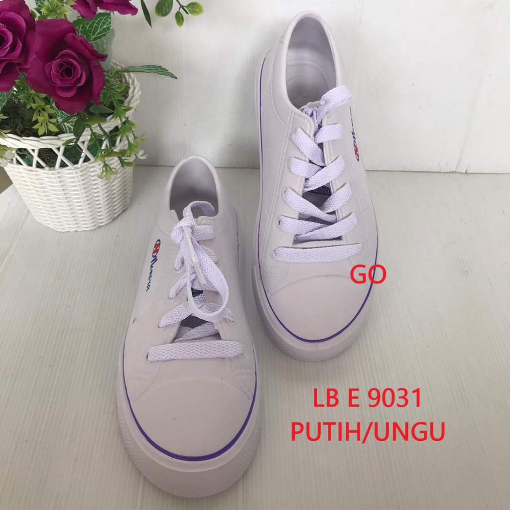 gos NEW ERA LB 9031 Sepatu Slip On Wanita Karet Terbaru Original-PUTIH/UNGU