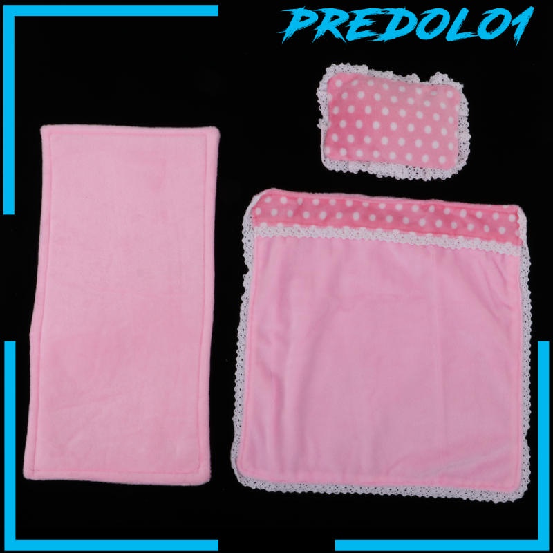 (Predolo1) Set Sprei + Sarung Bantal + Selimut Motif Kotak-Kotak Merah 25cm Untuk Aksesoris Rumah Boneka