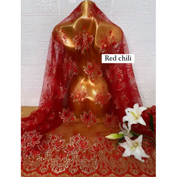 Bakal Kebaya/ Kain Brokat Semi Italy Ceplok 3 Mtr