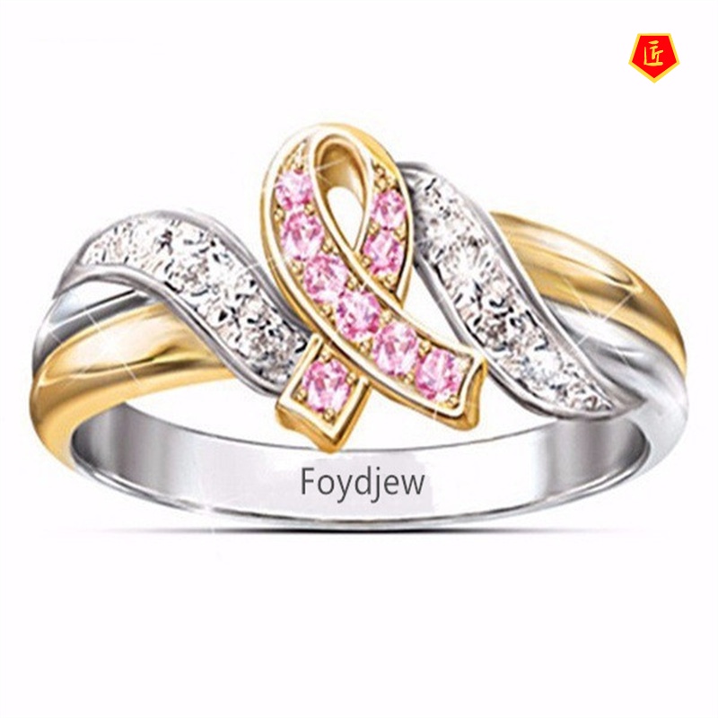 [Ready Stock]Creative 18K Gold Pink Diamond Ring