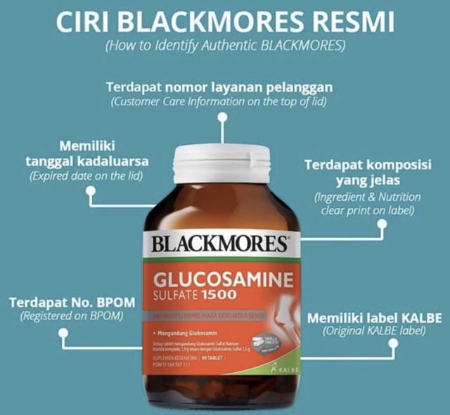 Blackmores glucosamine 1500 isi 90 tablet ( pelumas sendi mengurangi rasa sakit pada sendi )