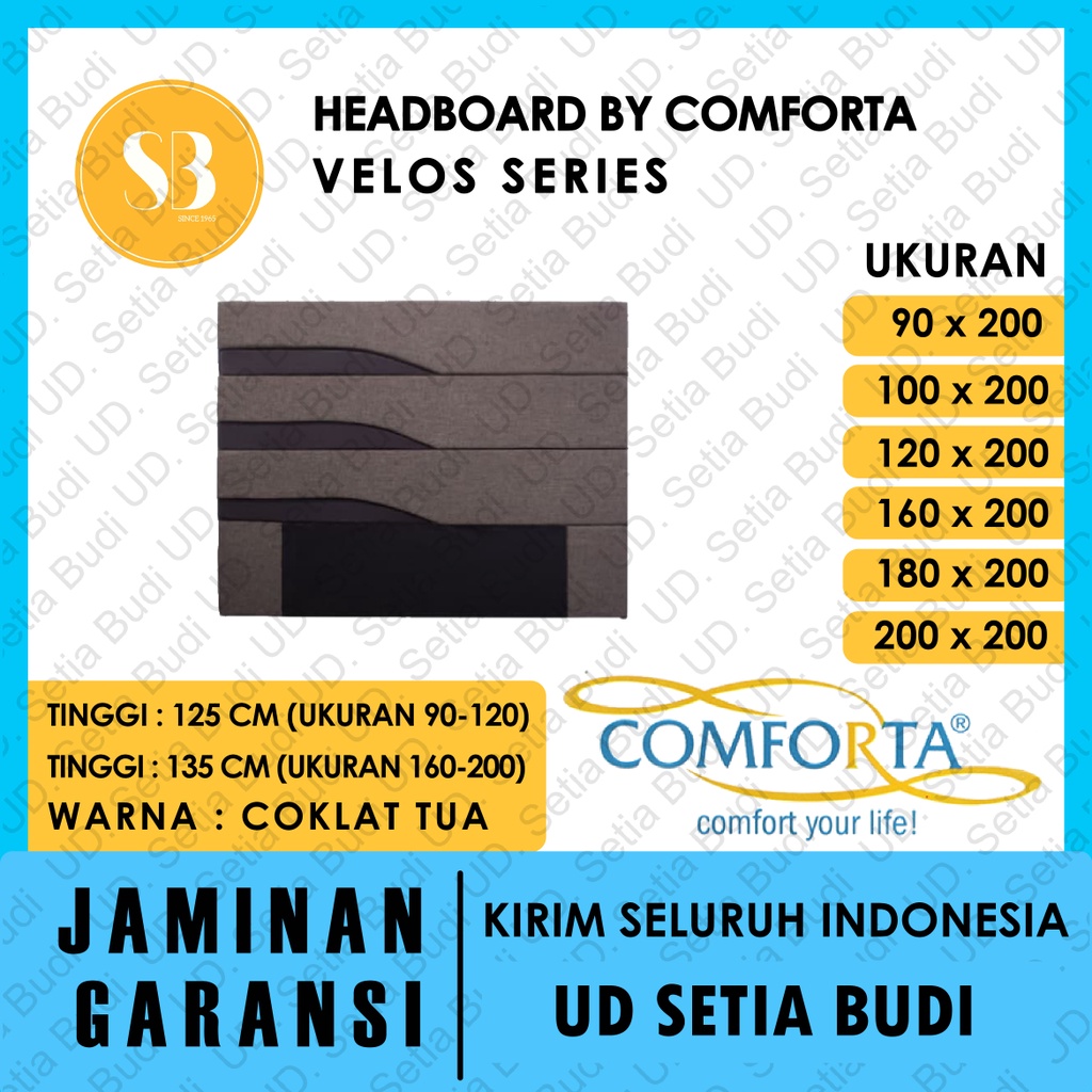 Headboard Velos Kasur Comforta Springbed 200x200 180x200 160x200 120x200 100x200 90x200