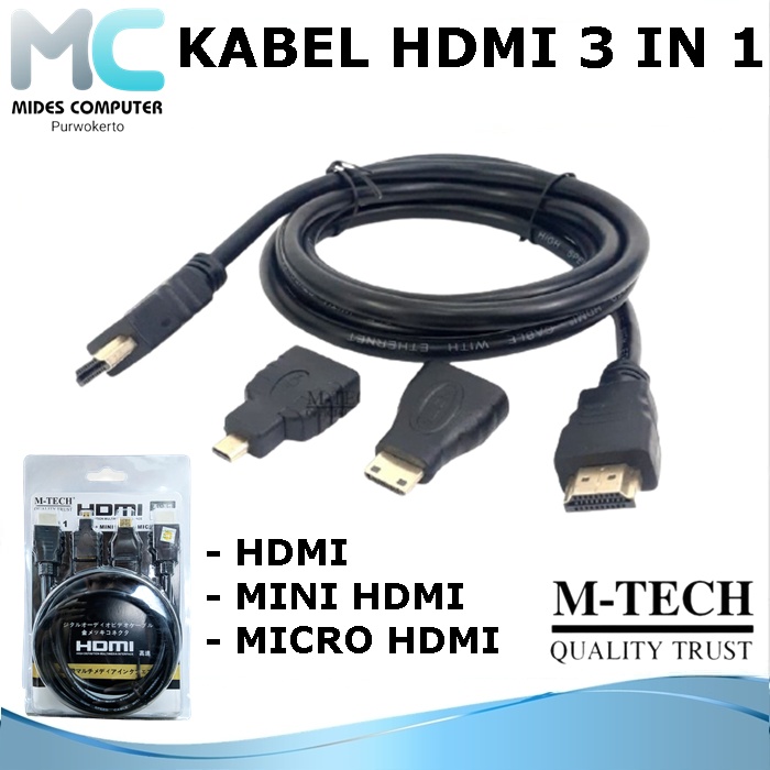 Kabel Hdmi 3 In 1Micro Mini Hdmi Mtech