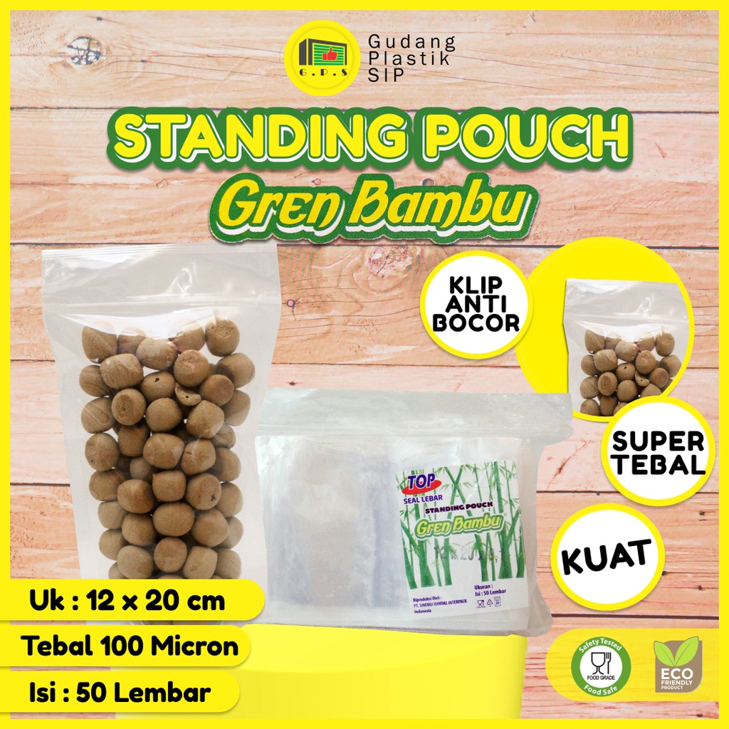 PLASTIK STANDING POUCH 12X20 CM / PLASTIK KLIP BERDIRI ISI 50