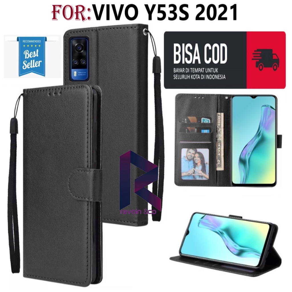 FLIP COVER VIVO Y53S 2021 CASING DOMPET FLIP WALLET LEATHER KULIT PREMIUM SARUNG BUKA TUTUP FLIP CASE VIVO Y53S 2021