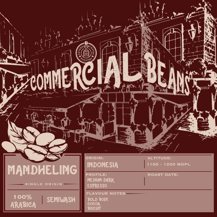 

Kopi-Biji- Biji Kopi 100% Full Arabica Mandheling Roasted Commercial - Espresso - 200 Gram, Giling