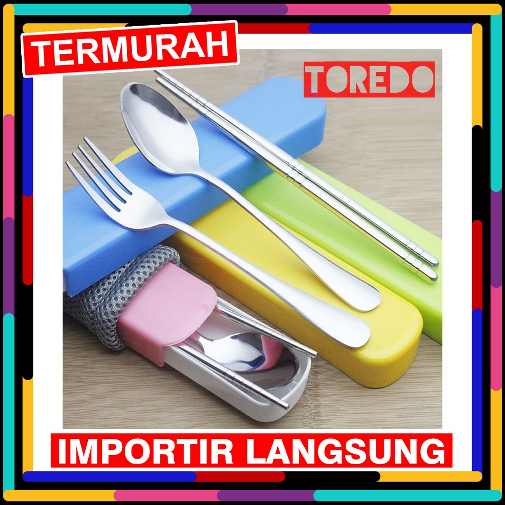 ALAT SET MAKAN SLIDE SENDOK GARPU SUMPIT STAINLESS STEEL