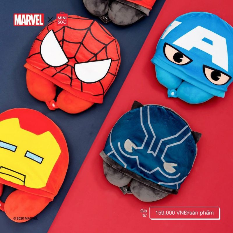 Miniso official Marvel U pillow with hoodie / bantal leher miniso