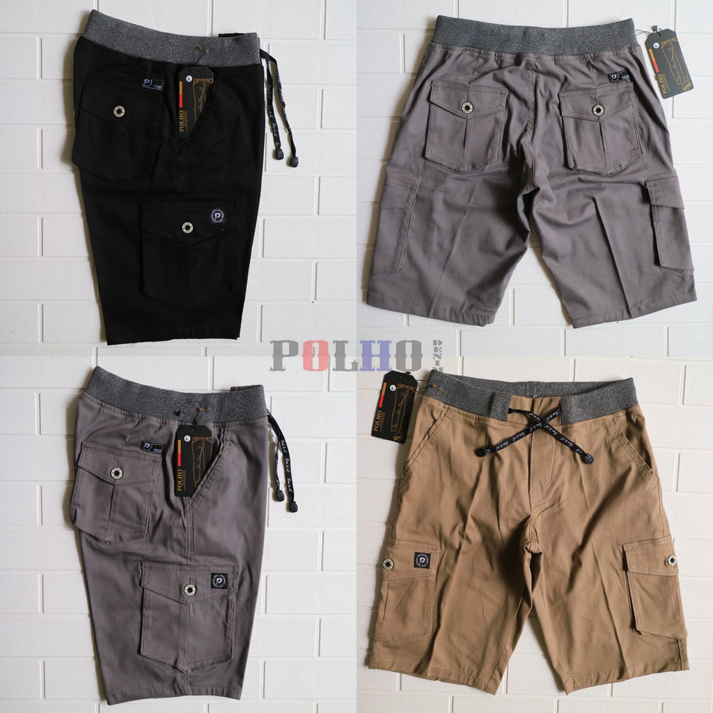 Celana Cargo Pendek POLHO Premium Bahan Twill Swidding Tebal Halus Distro Quality