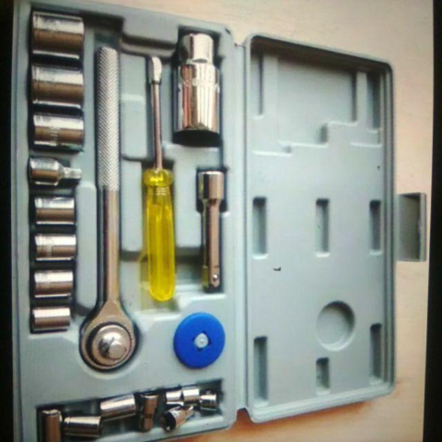 Kunci Shock Sok Sock Obeng Set Tool Tools Box Ring Pas Perkakas Alat Pertukangan Bengkel Teknik Mt32