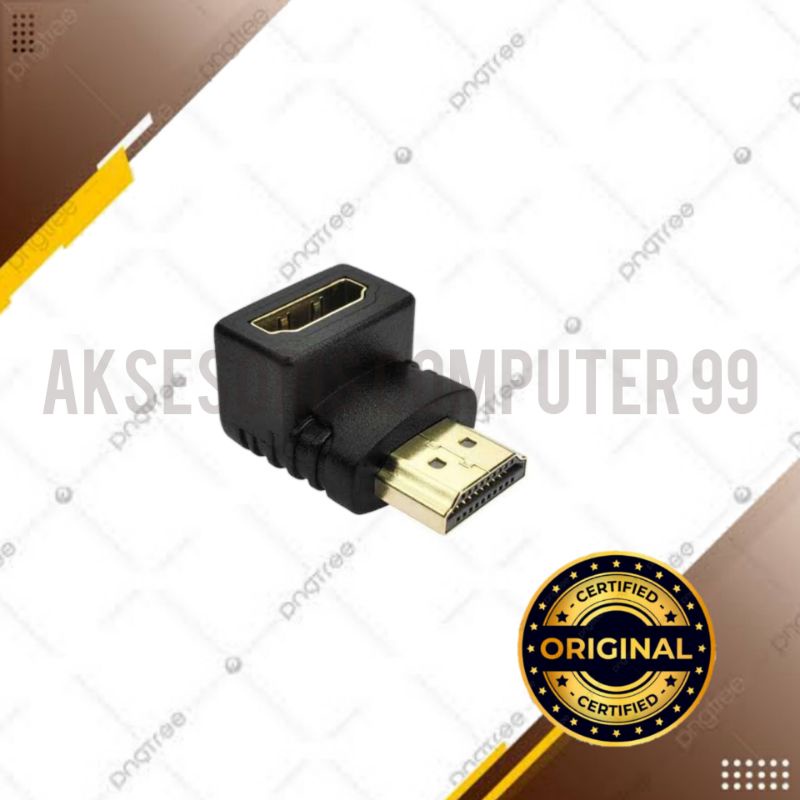 ADAPTER HDMI MALE TO FEMALE BENTUK L UNTUK SUDUT SUDUT SEMPIT