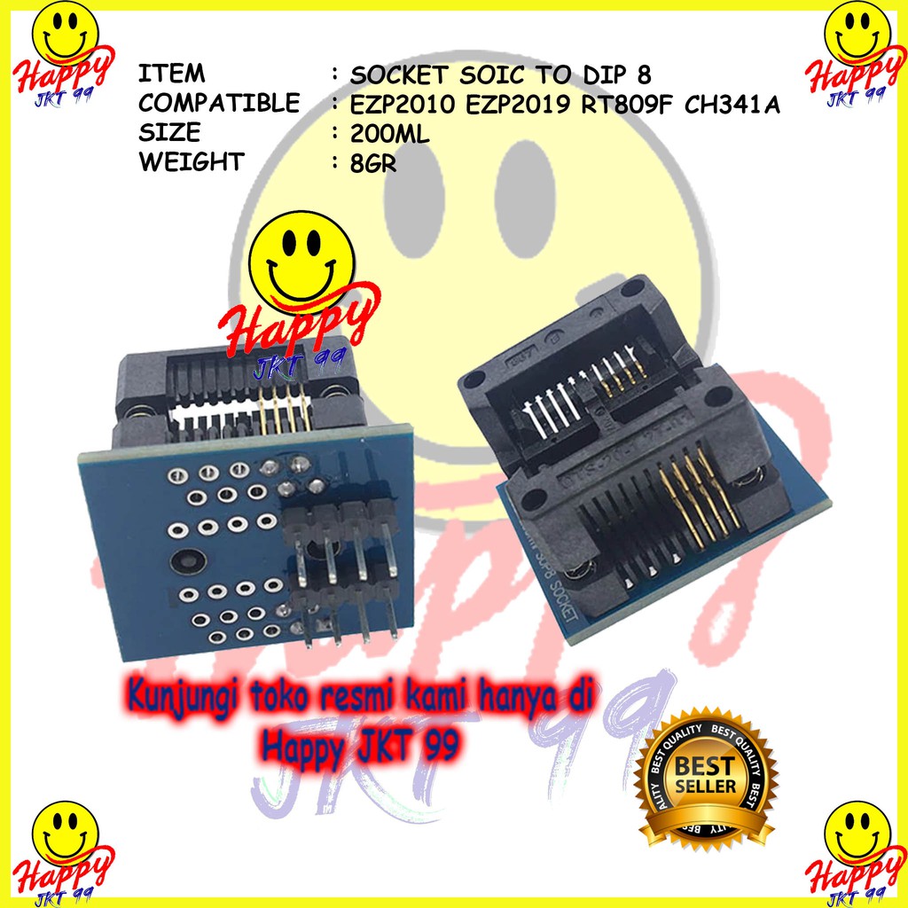 [ HAPPY JKT 99 ] SOKET IC CLIP SOCKET SOP8 DIP8 JEPIT CONVERTER 200ML 200 ML 150ML 15 ML 0,65ML 65ML