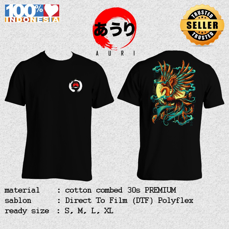 BAJU KAOS PRIA WANITA UNISEX GAMBAR NAGA KEREN JEPANG LUKISAN DESAIN TERBARU