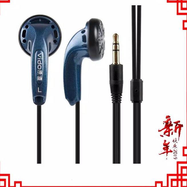 Terbaru ✱➔ Earphone VIDO Earbud With Plus Mic / Non Mic Headset Hifi ORIGINAL - BIRU WITH MIC promo