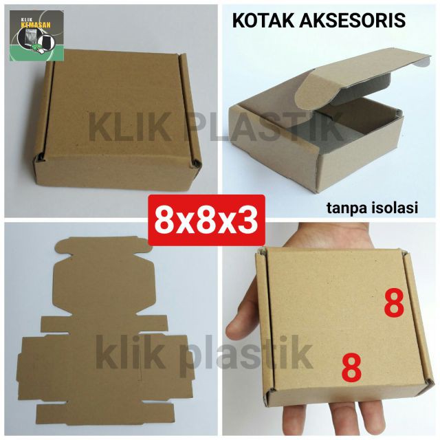 

KOTAK AKSESORIS COKLAT 8X8X3/KOTAK SOUVENIR PILLOW BOX BUNGKUS KADO