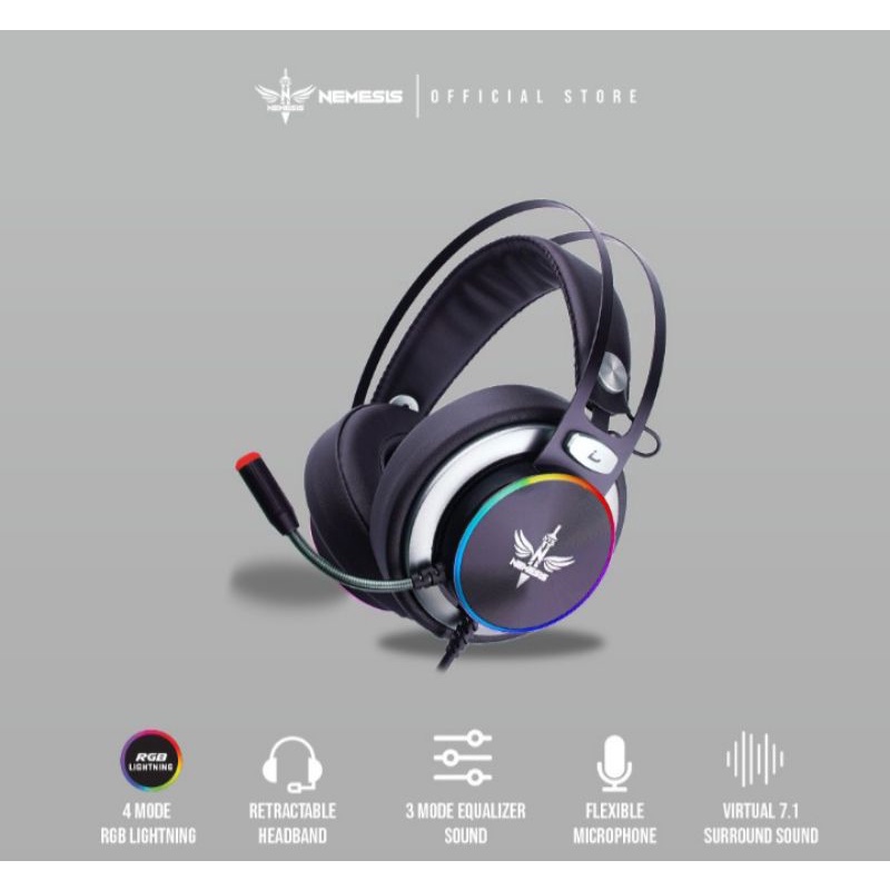 headset gaming nyk Hs-E8 zeus Rgb nemesis original