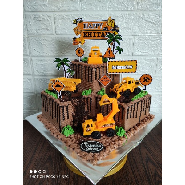 

Satu set hiasan kue escavator/konstruksi