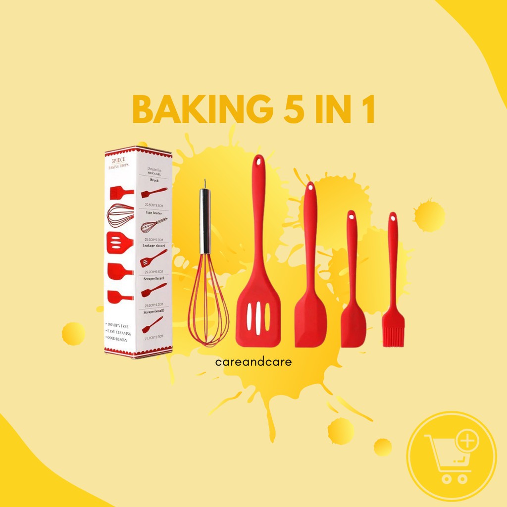 Alat Baking 5 in 1 Silikon / 5 in 1 Spatula Silicone Baking Cooking Alat Masak