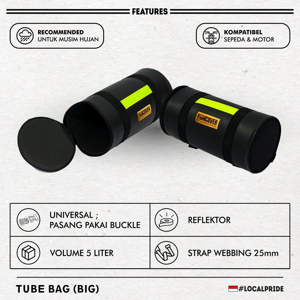 Tabung Tas Jas Hujan (Besar) Jok Bracket/Behel untuk Motor Tube-bag (large) by FUNCOVER