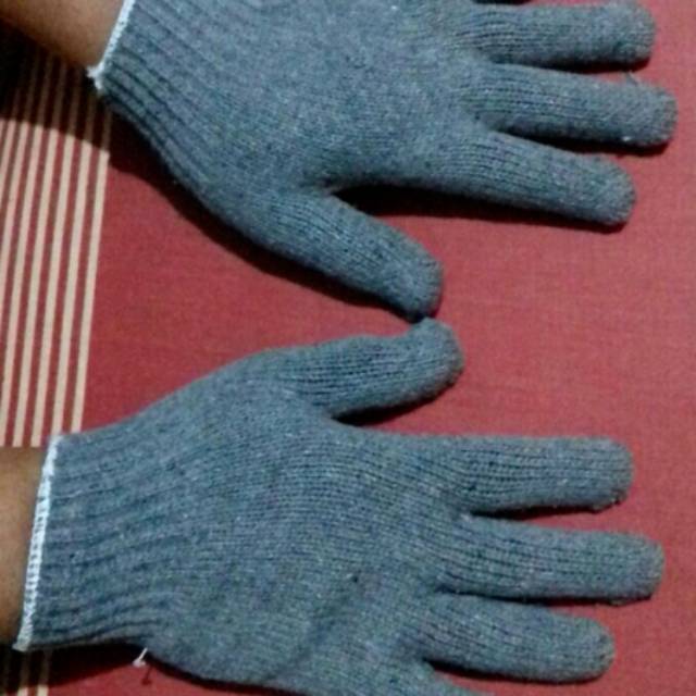 Sarung tangan kain rajut benang 8 B8 tebal wol anti virus sepasang