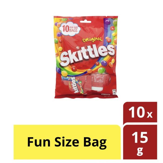 

SKITTLES CANDIES - ORIGINAL (FUN SIZE BAG) 10 PACK X 15GRAM PERMEN