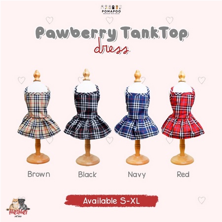 Pomapoo Pawberry Dress - Baju Dress Kucing Anjing Betina - Female Cat Dog Dress