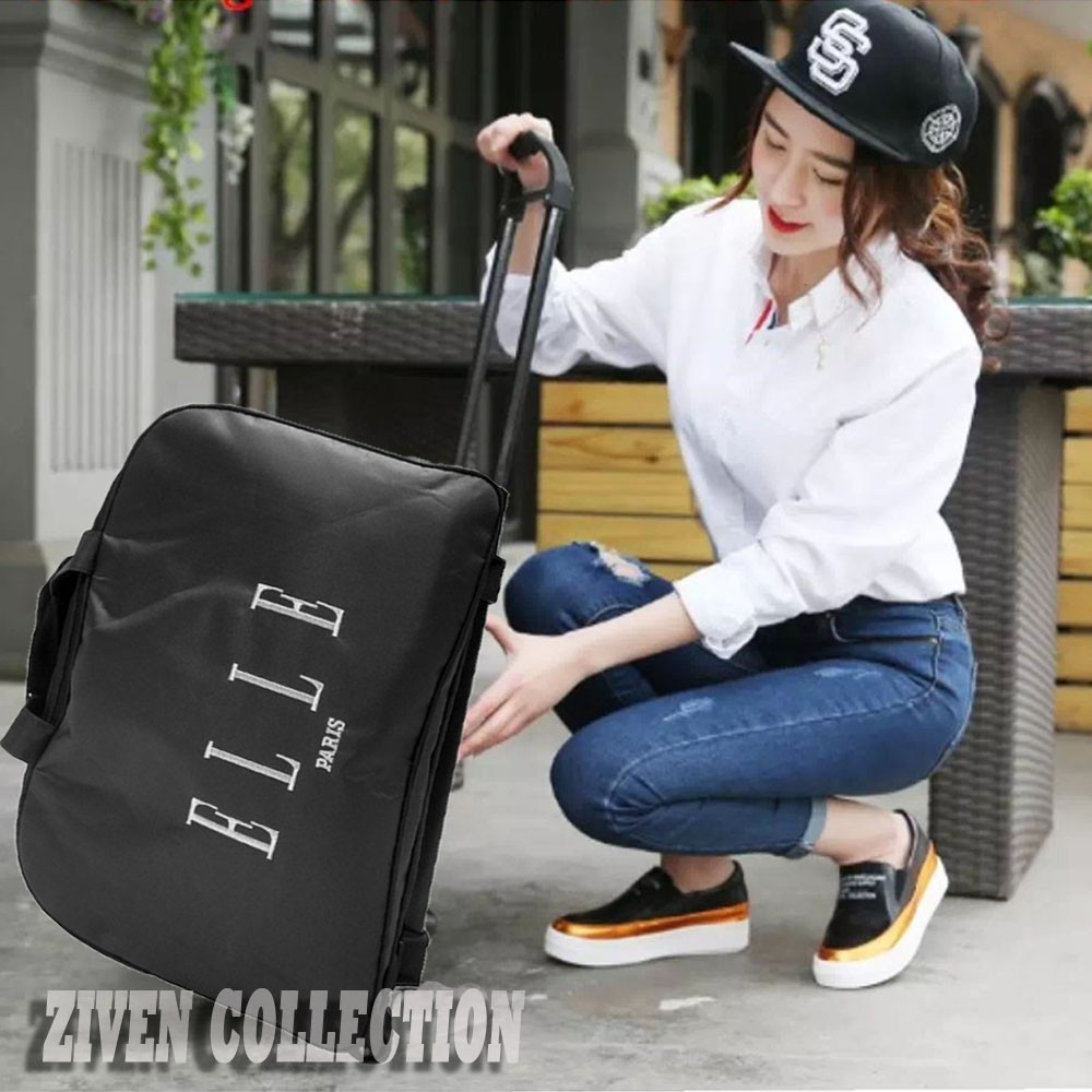 Tas koper jumbo tas jumbo koper elle trolley Elle pakaian Travel JUMBO Terlaris Warna Hitam