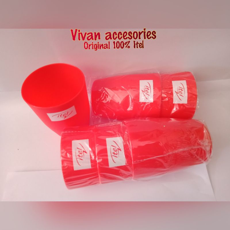 Gelas minum cup bahan plastik Itel Murah original -merah