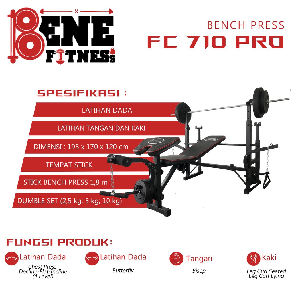 FC 710 PRO bench press multigym alat fitness angkat beban chest