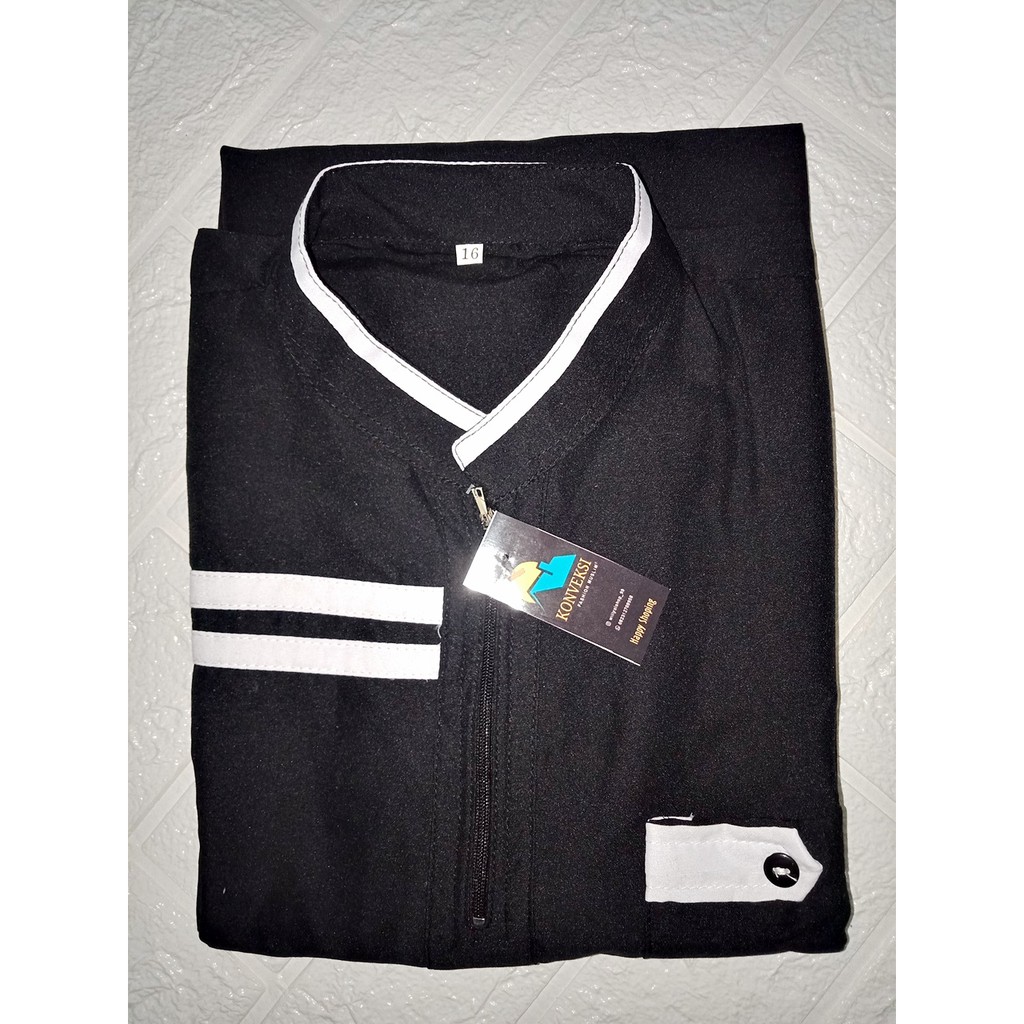 JUBAH ANAK AL-BADAR FREE PECI / GAMIS ANAK LAKI-LAKI 1-14 TAHUN (BEST SELLER)-Hitam