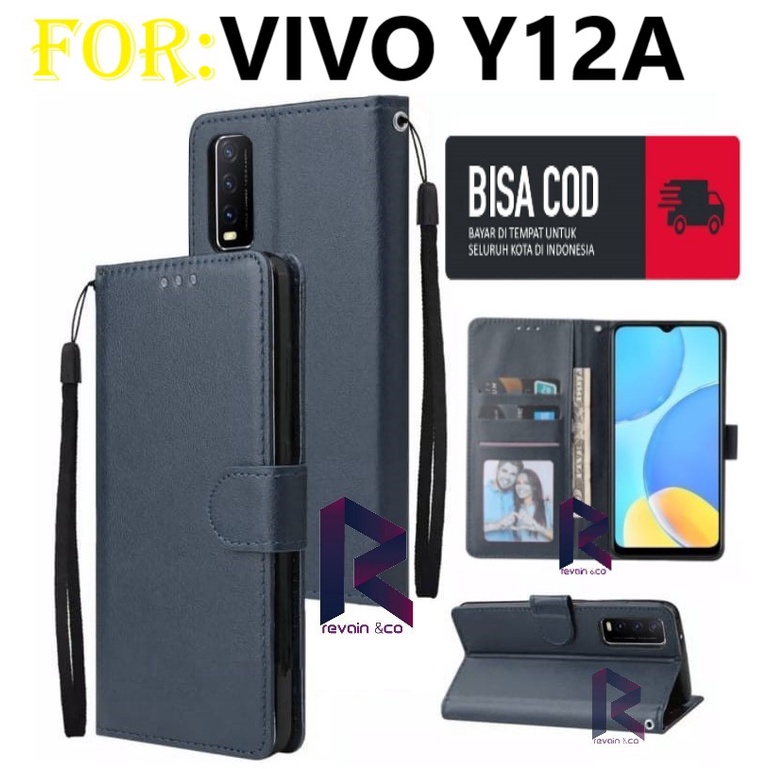 CASE VIVO Y12A FLIP WALLET LEATHER KULIT PREMIUM SARUNG BUKA TUTUP FLIP CASE VIVO Y12A