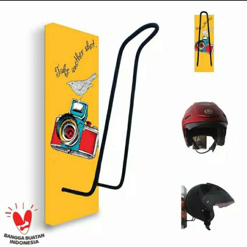 Rak Helm/ Rak Helm Gantung Kayu/ Gantungan Helm/ Ram Helm Kayu Kamera