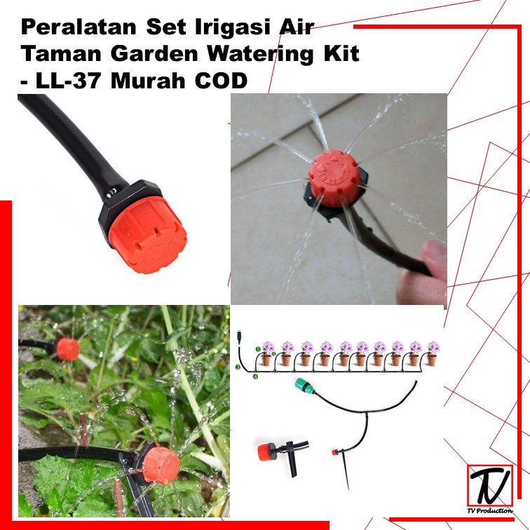 Murah - Peralatan Set Irigasi Air Taman Garden Watering Kit - LL-37 Untuk Penyiraman  - Black -COD