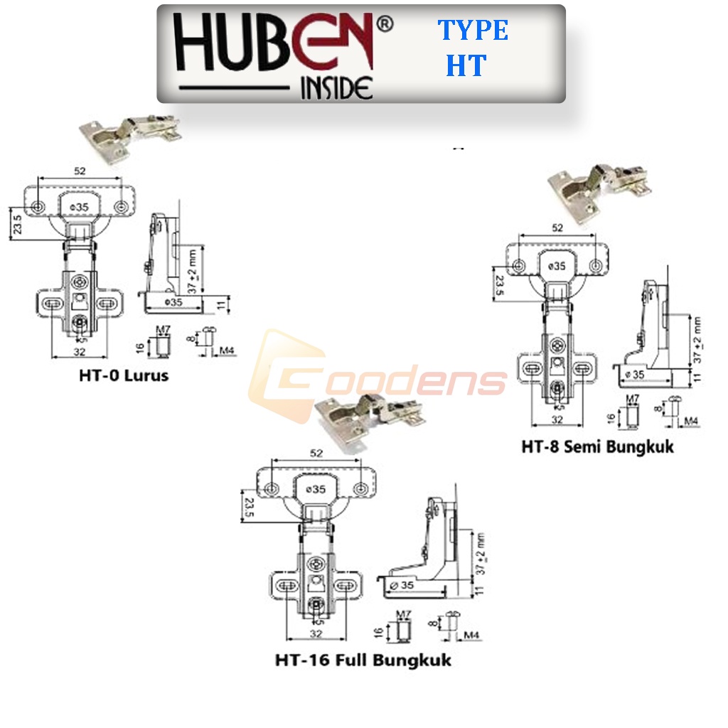 Huben HT Engsel Sendok Engsel Pintu Lemari