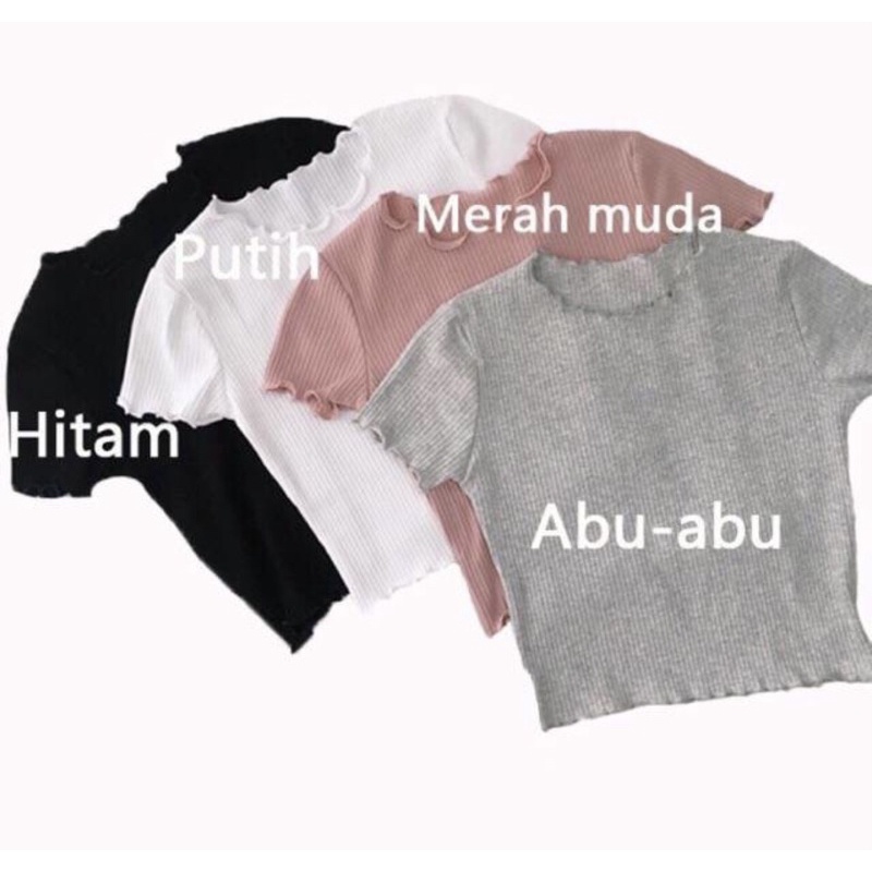 BAJU CROP TSHIRT KRIWIL | BAJU WANITA T-SHIRT CROP TOP RIB