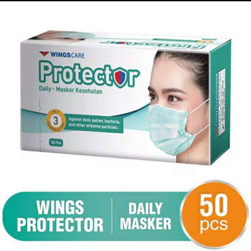 MASKER WINGS CARE PROTECTOR 50 PCS EARLOOP DISPOSABLE