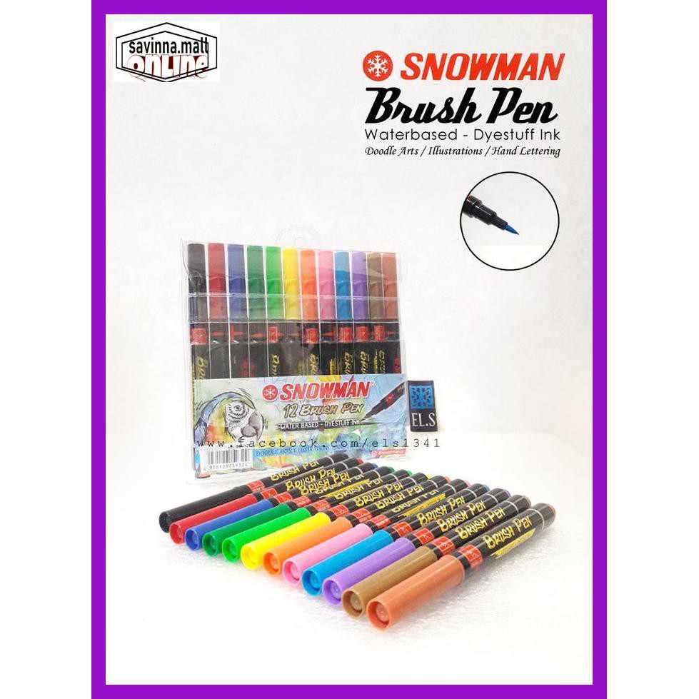 

U0Uo879- Snowman Brush Pen 12 Colors Set Y7Ry688-