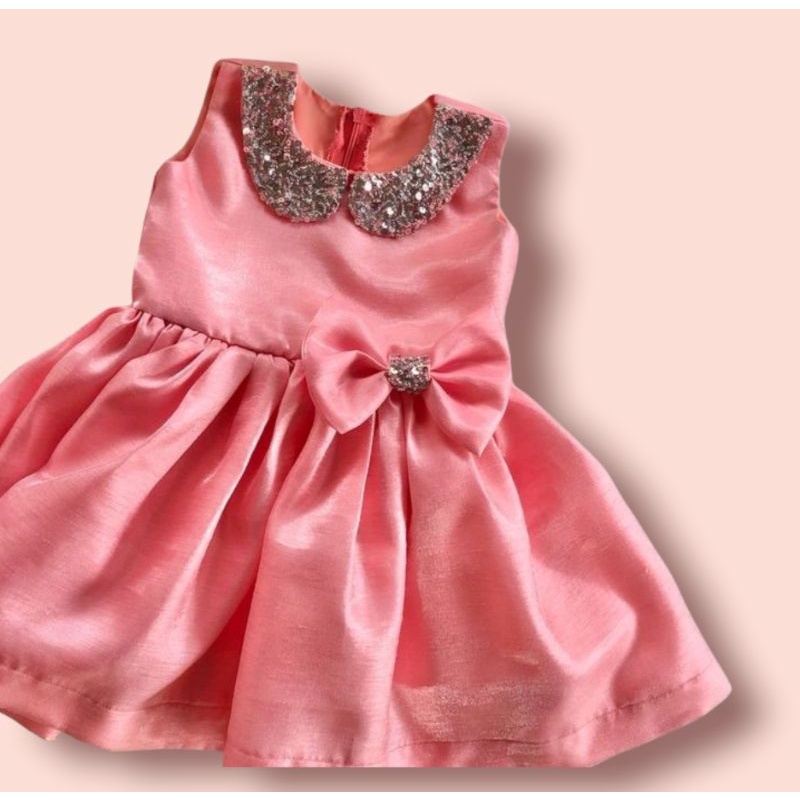 ameliarahma dress pesta anak perempuan baju ulang tahun satin kombinasi squin