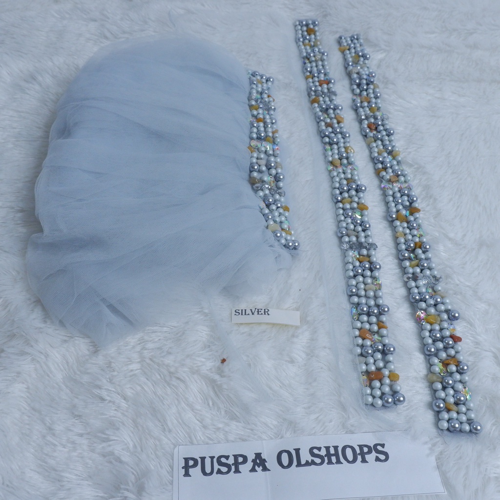 Set Veil Mutiara Susun Slayer Mutiara Susun baby blue-silver