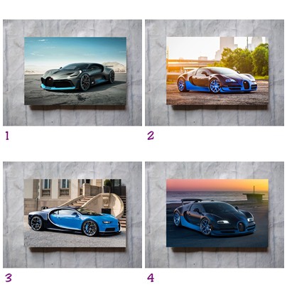 Poster mobil Bugatti divo Chiron Veyron hiasan dinding kendaraan vintage klasik keren