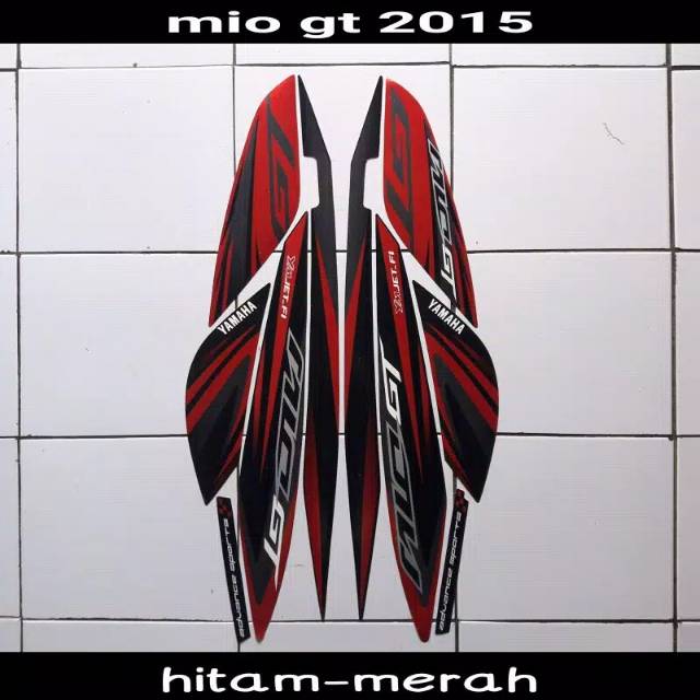 Striping sticker lis body yamaha mio gt 2014 hitam merah