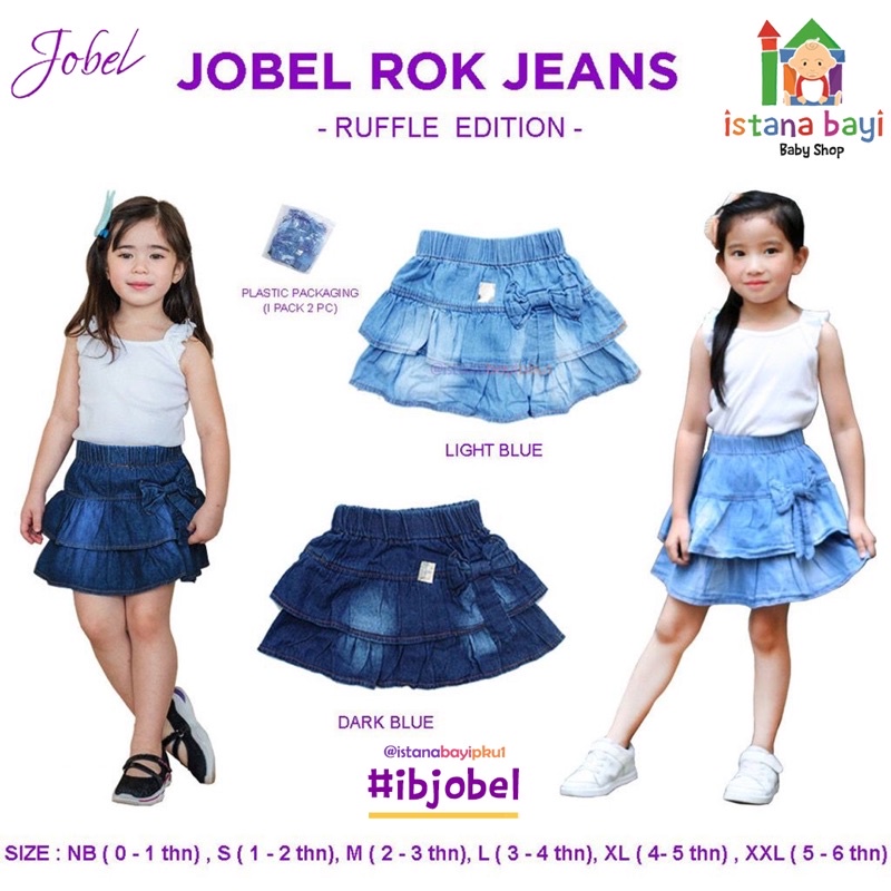 Jobel Rok Jeans isi 2 Pcs 0-5 Tahun - Rok Jeans anak Murah