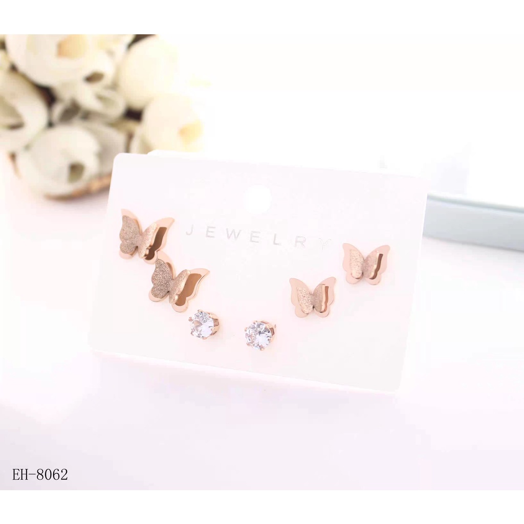 Anting titanium perhiasan fashion 8087,8062