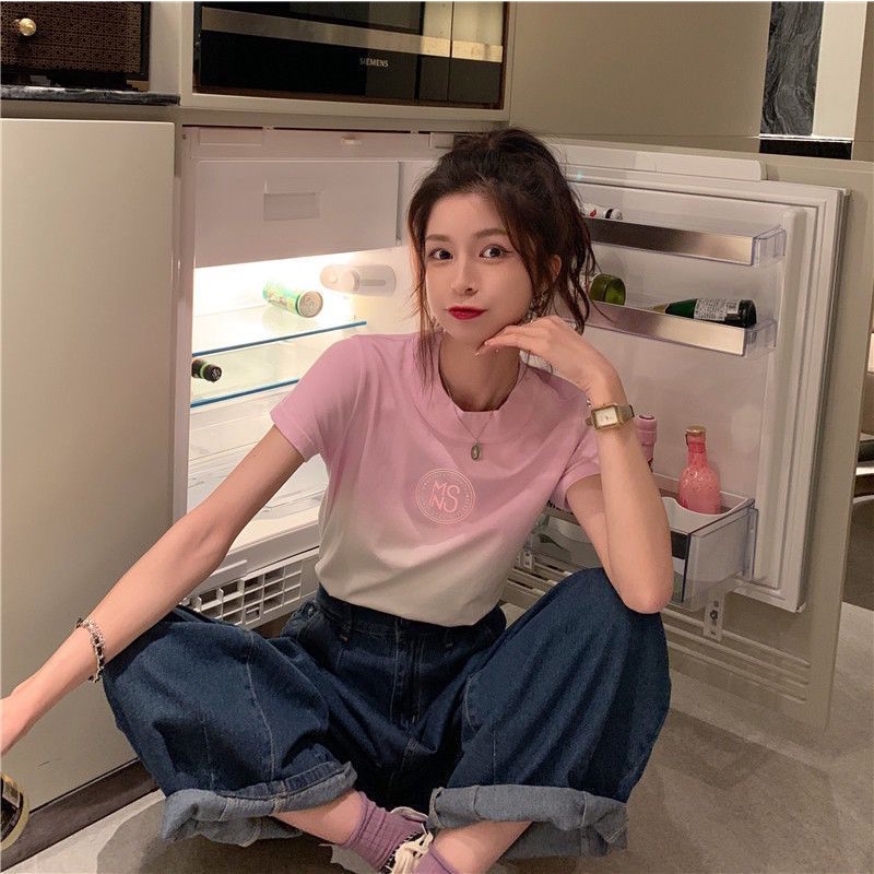 [littlecrab] Kaos Oversize Ombre NS T-shirt Two Tone 2 Warna Baju Trending Tshirt Lembut Warna Soft Berkualitas Pink Biru Putih Alexanderwang NowYork Kaos Imut Kerah Tebal Korean Style