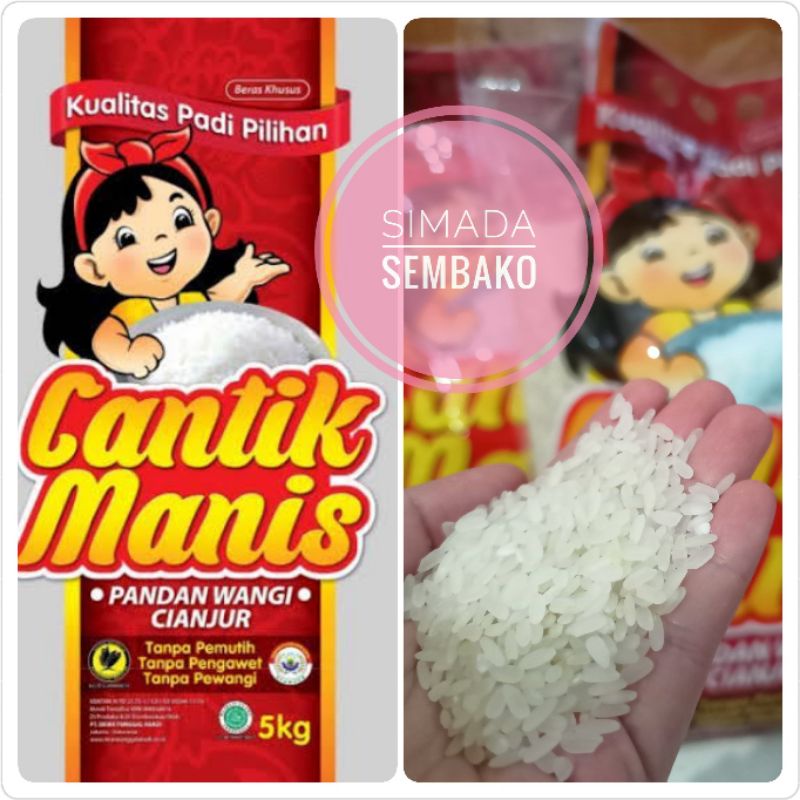 

beras cantik manis pandan wangi cianjur 5kg premium asli VACUUM/ NON VACUUM pack