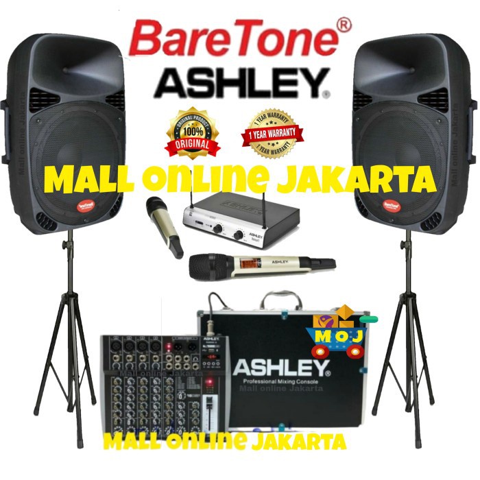 BIG SALE      Paket sound system Ashley outdoor baretone 15 inch karaoke wireless