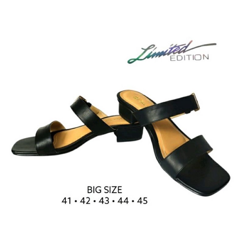 Koleksi Slop BIG Size 41-45 /Sandal Kasual Wanita Ukuran jumbo Hitam / Pesta Original