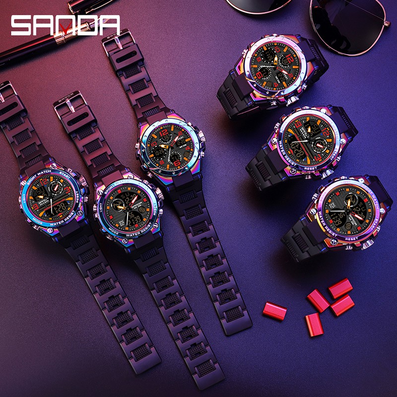 SANDA 739 Jam Tangan Pria Digital Analog Tali Rubber Fantasy Anti Air WATCHKITE WKOS